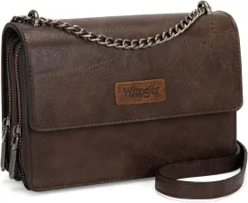 Wrangler Flap Crossbody Purse for Women Shoulder Bag Vintage Wallets with Chain Strap