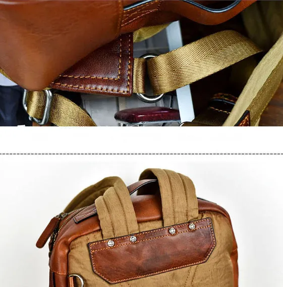 YAAGLE Mens' Unique Large Capacity Tanned Leather Travel Business Backpack YG8616