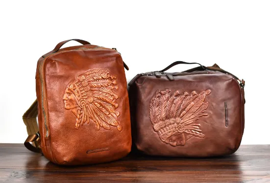YAAGLE Mens' Unique Large Capacity Tanned Leather Travel Business Backpack YG8616